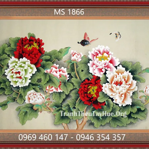 TRANH THÊU HOA MẪU ĐƠN MS 9 BÔNG 1866