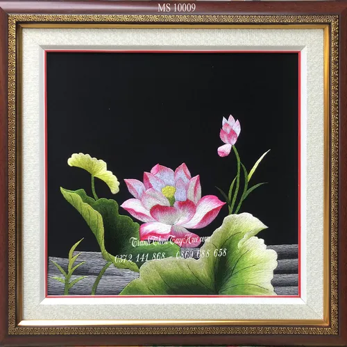 Tranh thêu hoa sen 10009