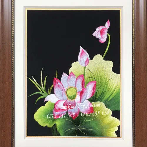 Tranh thêu hoa sen 9987