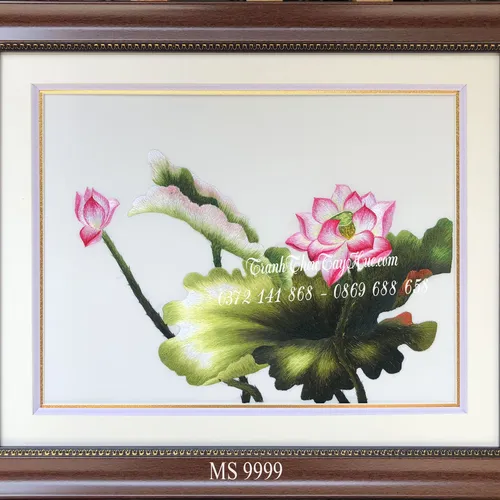 Tranh thêu hoa sen 9999