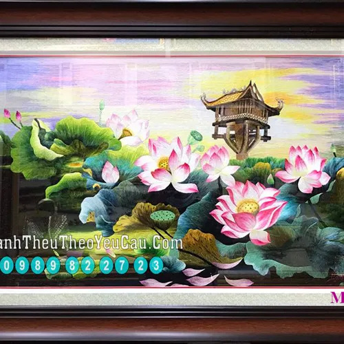 Tranh thêu Hoa Sen Hồng MS 708