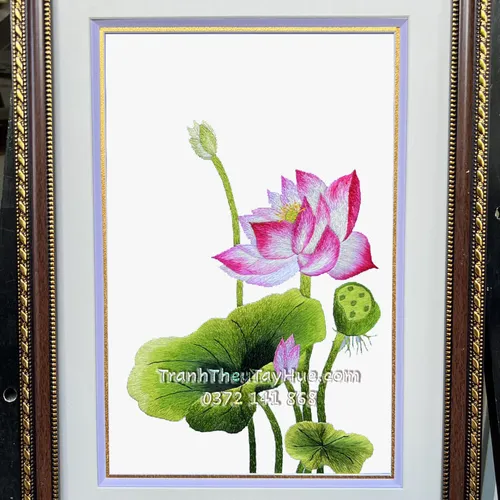 Tranh Thêu Hoa Sen ms 10063