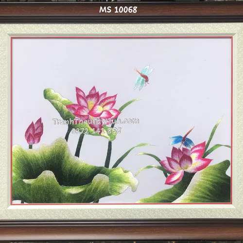 Tranh thêu hoa sen ms 10068