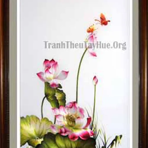 Tranh thêu hoa sen MS 1014