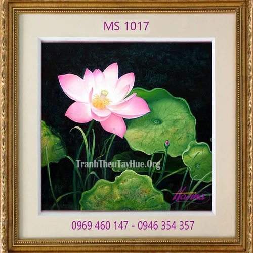 Tranh thêu hoa sen MS 1017
