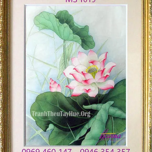 Tranh thêu hoa sen MS 1019