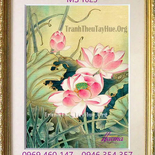Tranh thêu hoa sen MS 1023