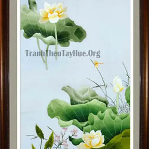 Tranh thêu hoa sen MS 1030