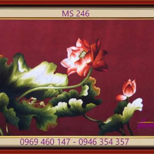Tranh thêu hoa sen MS 246