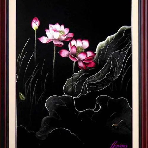 Tranh thêu hoa sen MS 248