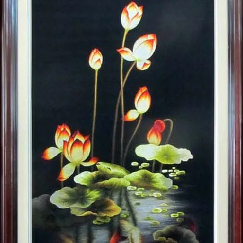 Tranh thêu hoa sen MS 251