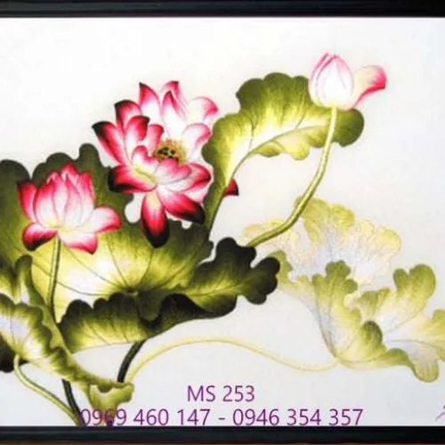 Tranh thêu hoa sen MS 253