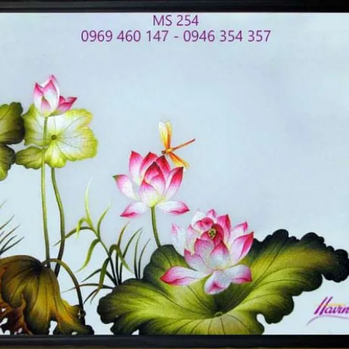Tranh thêu hoa sen MS 254