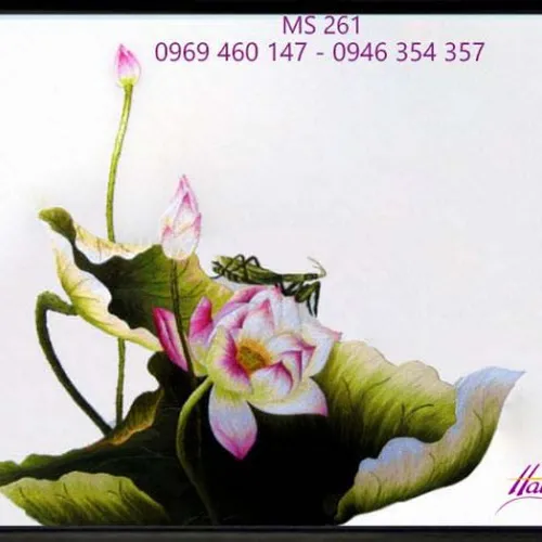 Tranh thêu hoa sen MS 261