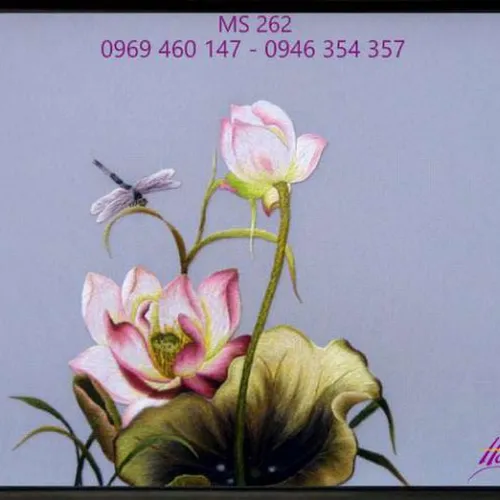 Tranh thêu hoa sen MS 262