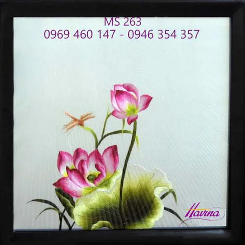 Tranh thêu hoa sen MS 263