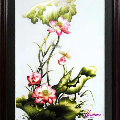 Tranh thêu hoa sen MS 266