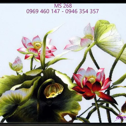 Tranh thêu hoa sen MS 268