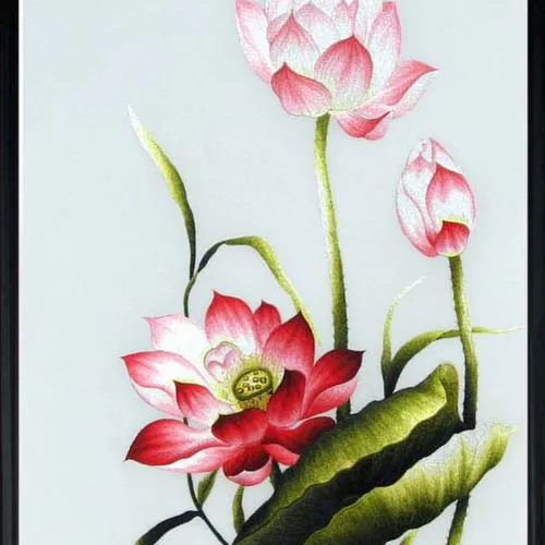 Tranh thêu hoa sen MS 273