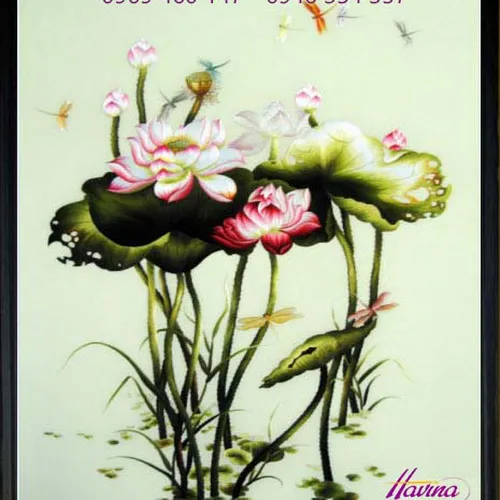 Tranh thêu hoa sen MS 274