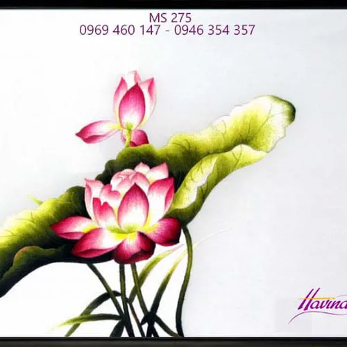 Tranh thêu hoa sen MS 275