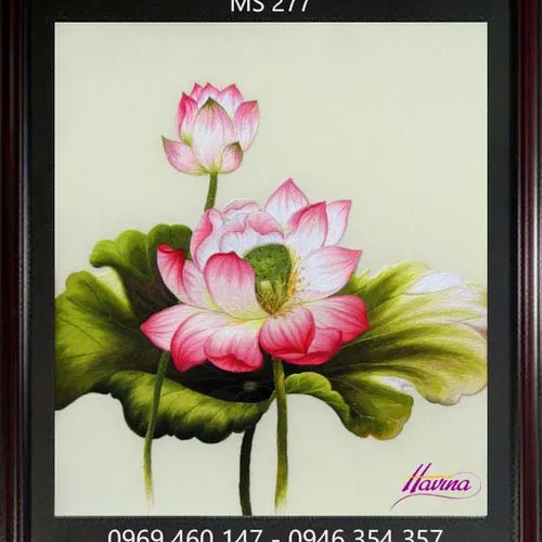 Tranh thêu hoa sen MS 277