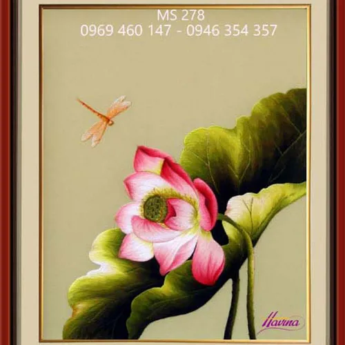 Tranh thêu hoa sen MS 278