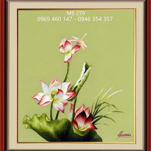 Tranh thêu hoa sen MS 279