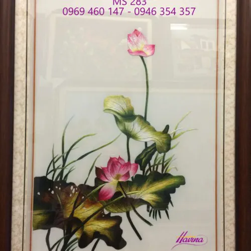 Tranh thêu hoa sen MS 283