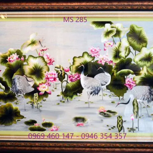Tranh thêu hoa sen MS 285