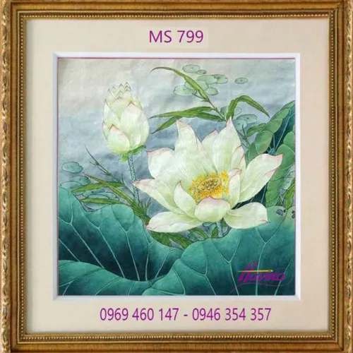 Tranh thêu hoa sen MS 799