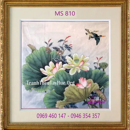 Tranh thêu hoa sen MS 810