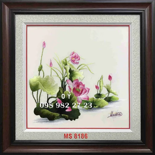 Tranh Thêu Hoa Sen MS 8186