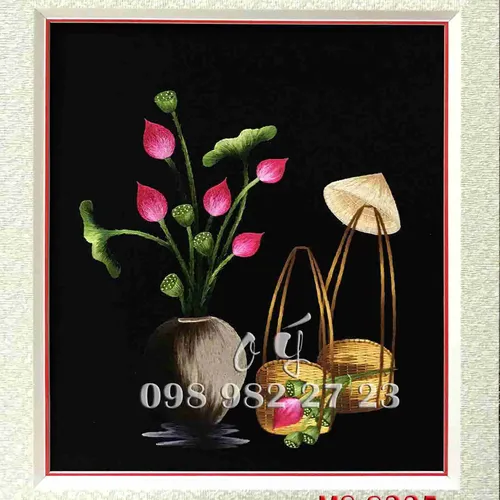 Tranh Thêu Hoa Sen MS 8335