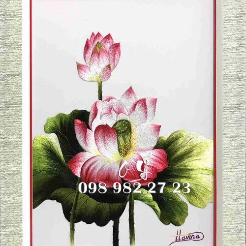 Tranh Thêu Hoa Sen MS 8344