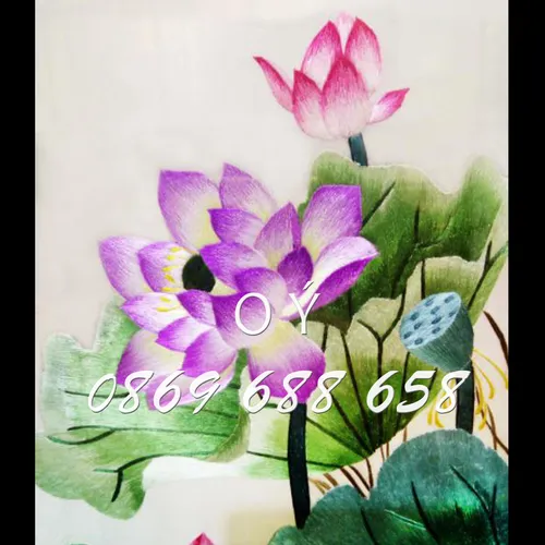 TRANH THÊU HOA SEN MS 8377