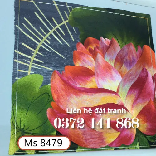 Tranh thêu hoa sen ms 8479