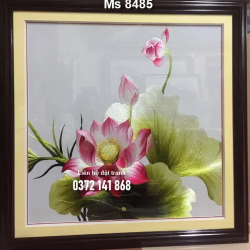 Tranh thêu hoa sen ms 8485
