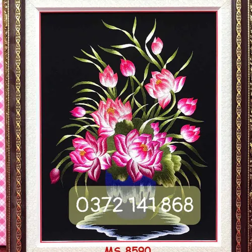 Tranh thêu hoa sen ms 8590