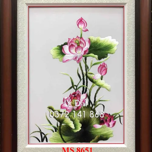 Tranh thêu hoa sen ms 8651