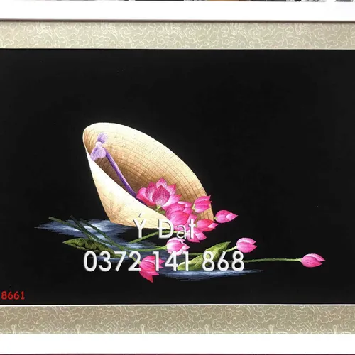 Tranh thêu hoa sen ms 8661