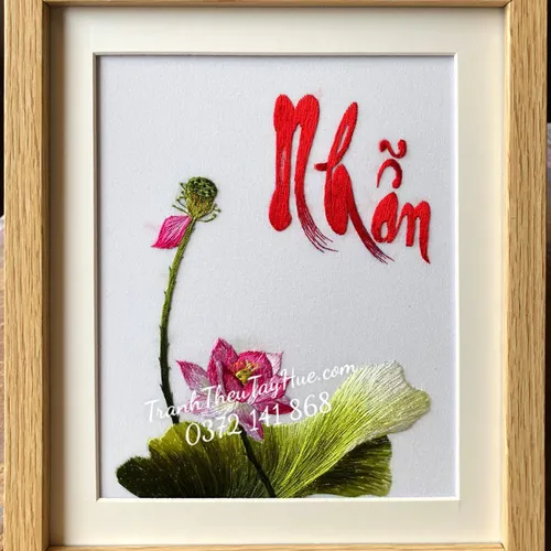 Tranh thêu hoa sen ms 9885