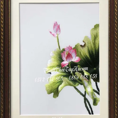 Tranh thêu hoa sen ms 9887