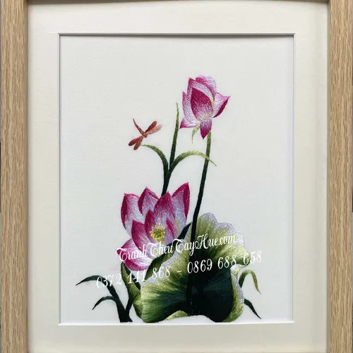 Tranh thêu hoa sen ms 9888