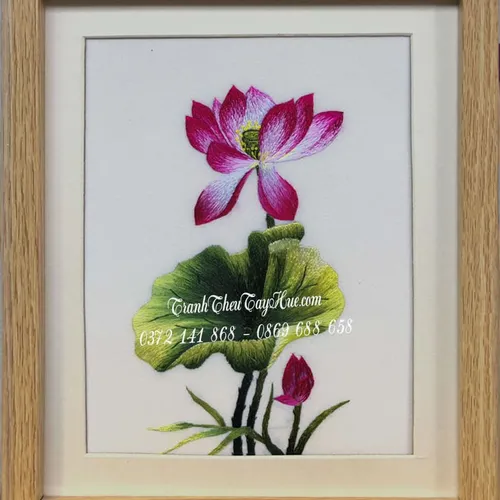 Tranh thêu hoa sen ms 9891