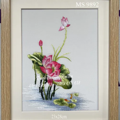 Tranh thêu hoa sen ms 9892