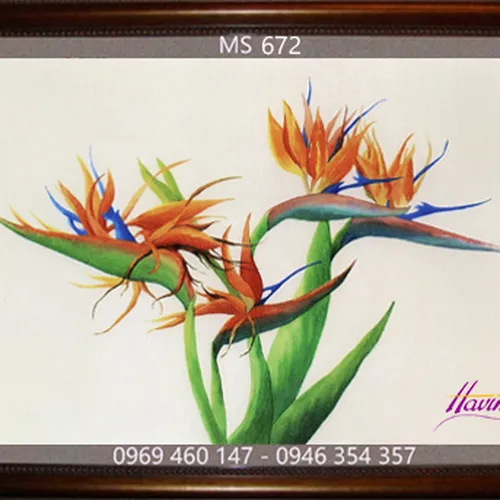 TRANH THÊU HOA THIÊN ĐIỂU MS 672