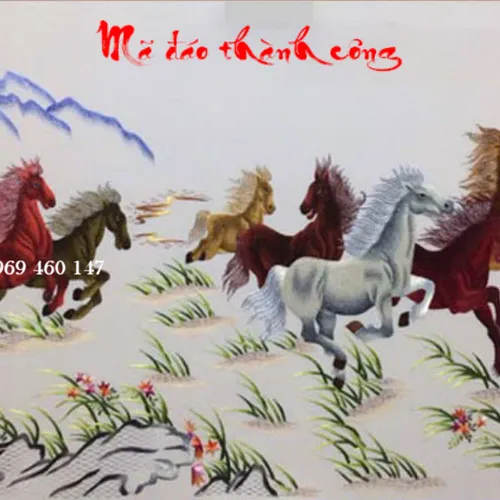 Tranh thêu mã đáo thành công  MS 6026