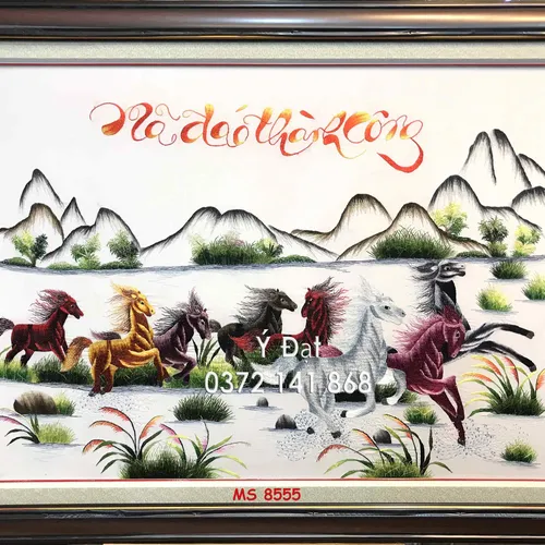 Tranh thêu mã đáo thành công ms 8555