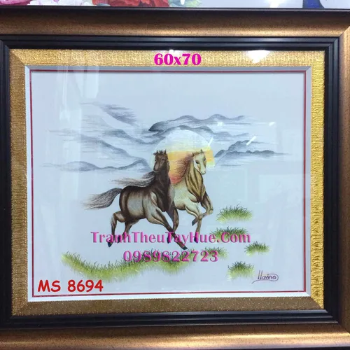 Tranh thêu mã đáo thành công ms 8694